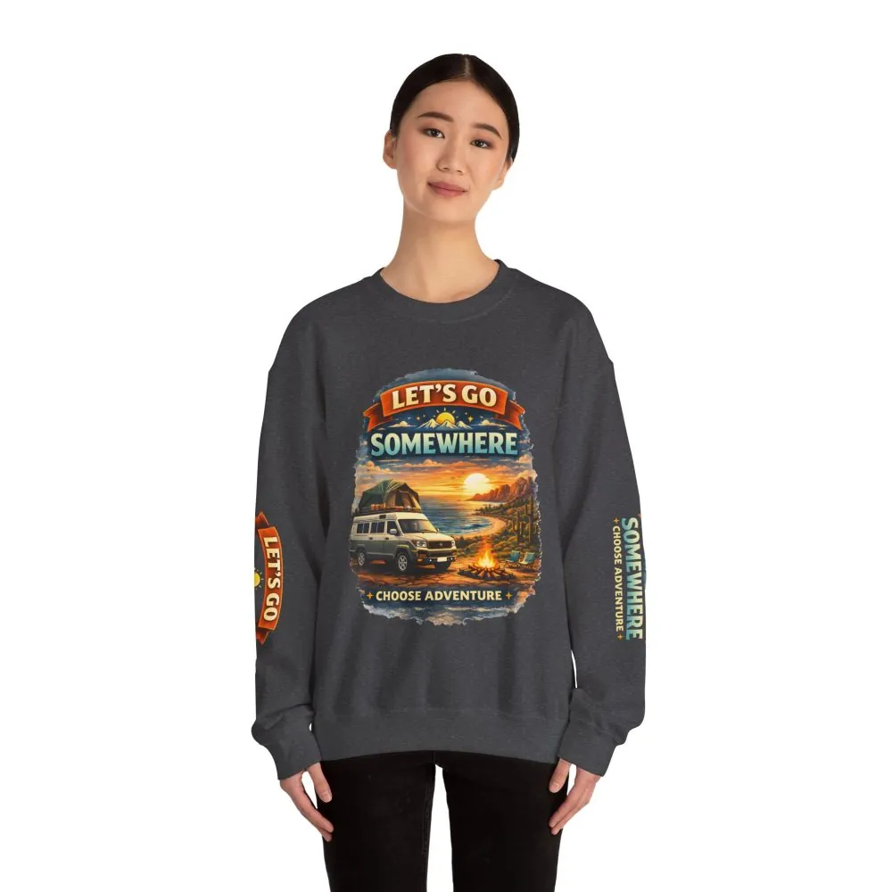 10262426869292980534_2048.jpeg Unisex Heavy Blend™ Crewneck Sweatshirt — "Lets Go Somewhere" Design Scenic-Line