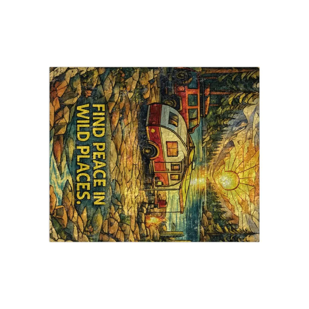 10276297516223529778_2048.jpeg Crushed Velvet Blanket —"Find Peace In Wild Places" Design Cubic-Line (Campervan)