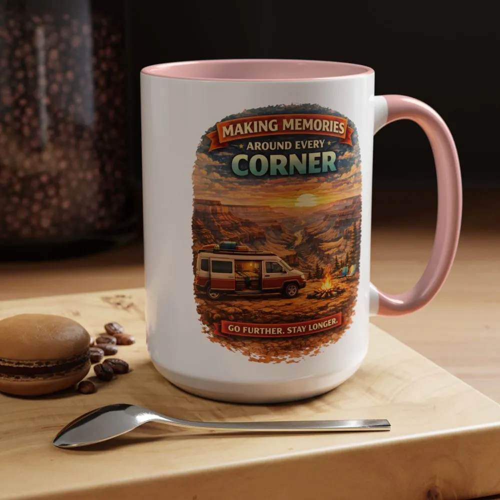 Accent Coffee Mug (11, 15oz) — "Making Memories Around Every Corner" Design Scenic-Line