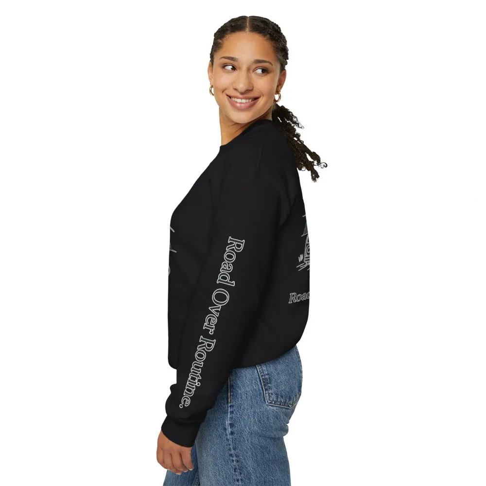 10285398381085052337_2048.jpeg Unisex Heavy Blend™ Crewneck Sweatshirt — "Road Over Routine" Design Minimal-Line