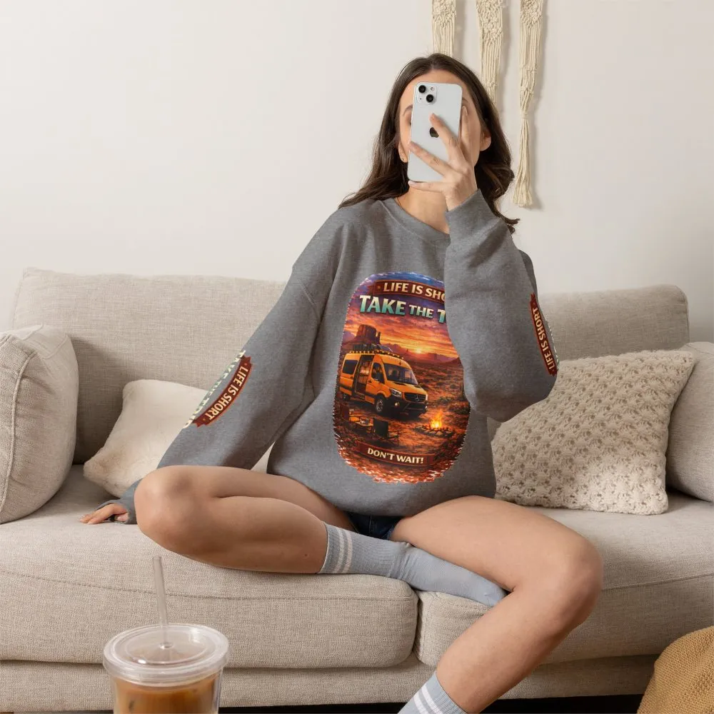 10289516868948057132_2048.jpeg Unisex Heavy Blend™ Crewneck Sweatshirt — "Live Is Short Take The Trip" Design Scenic-Line