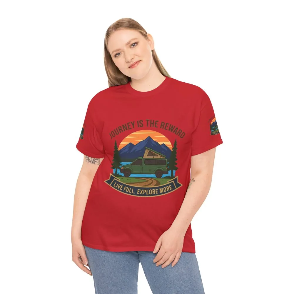 10294854095388156754_2048.jpeg Unisex Heavy Cotton Tee — "Journey Is The Reward Tee" Adventure Camper Van Graphic T-Shirt