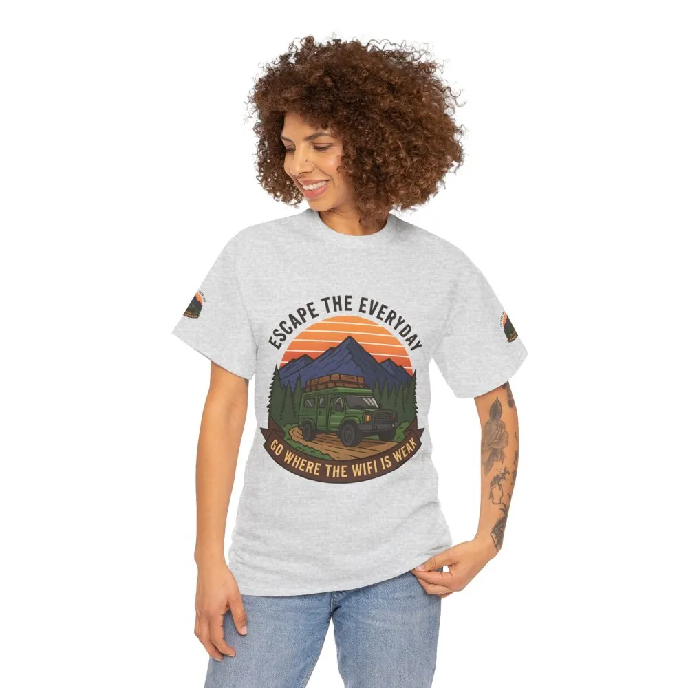 10301959184125489327_2048.jpeg Unisex Heavy Cotton Tee — "Go Where the WiFi Is Weak" Adventure Shirt