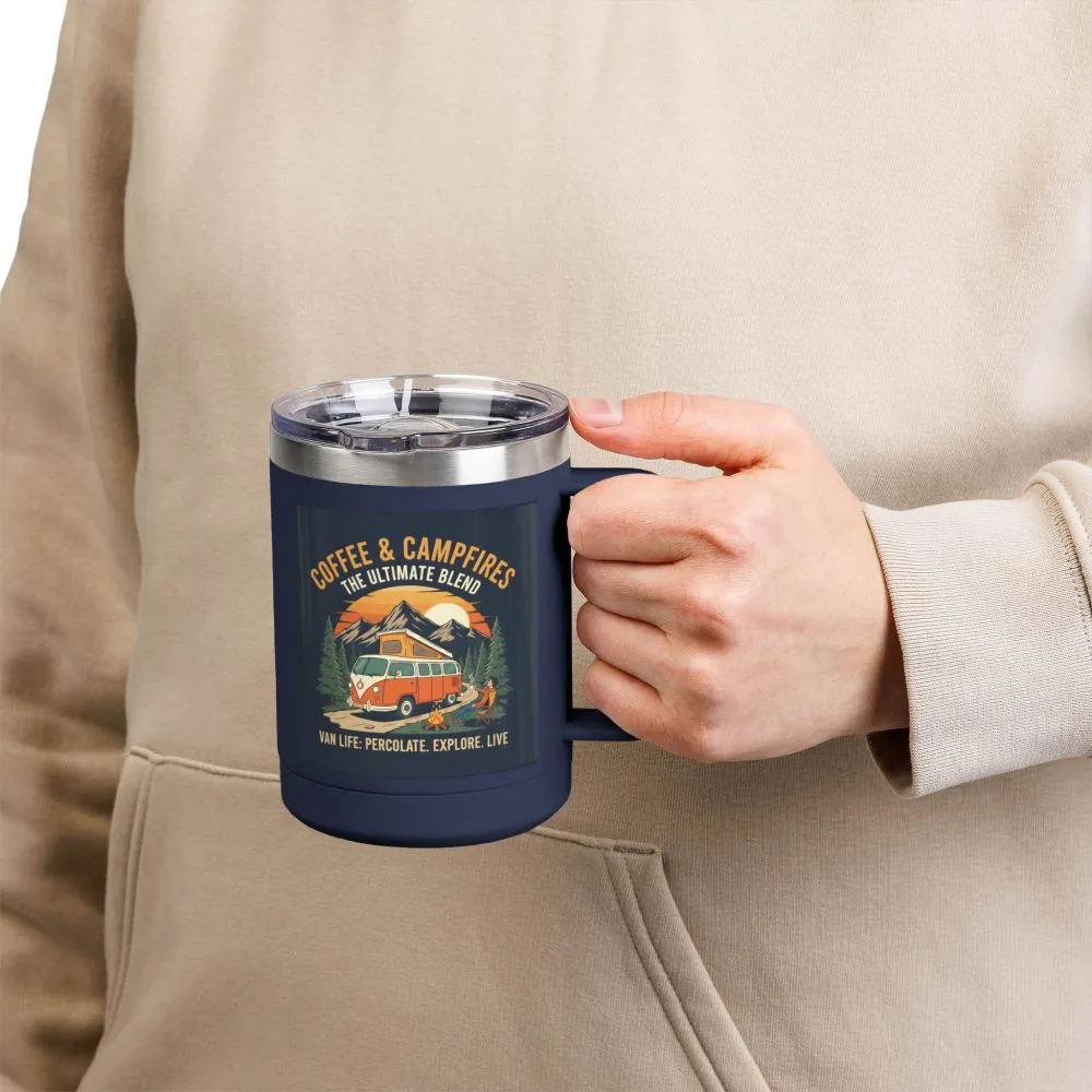 Coffee Mug Tumbler, 15oz — “Coffee & Campfires: The Ultimate Blend”