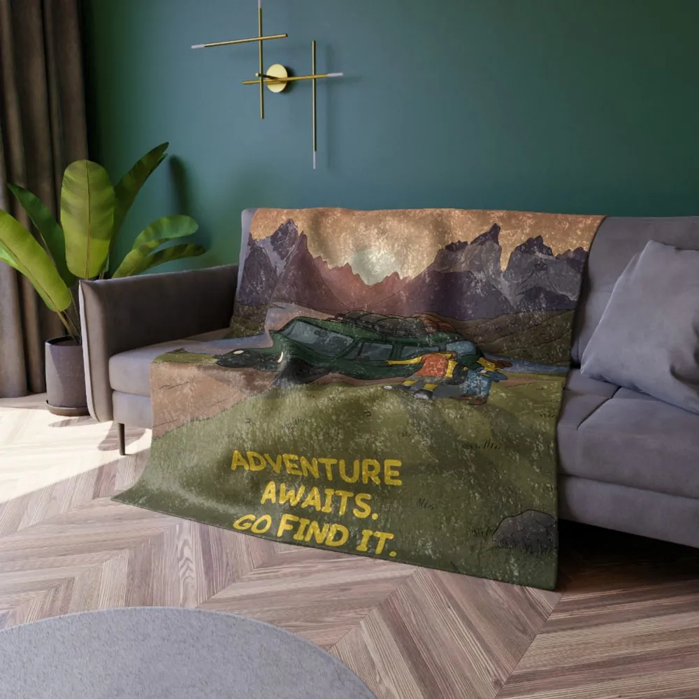 10311839657176938867_2048.jpeg Crushed Velvet Blanket —"Adventure Awaits-Go Find It" Design Sitcom-Line (Campervan)