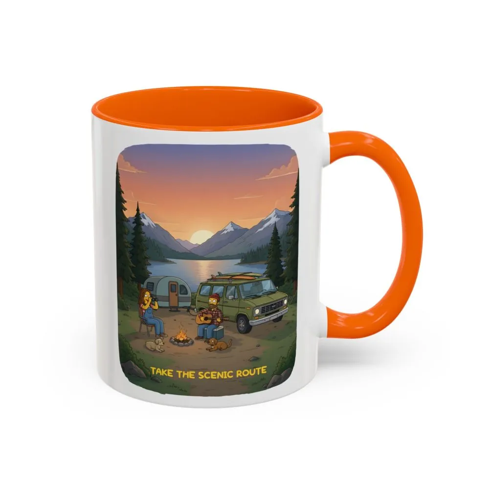 Accent Coffee Mug (11, 15oz) — "Take The Scenic Route" Design Sitcom-Line