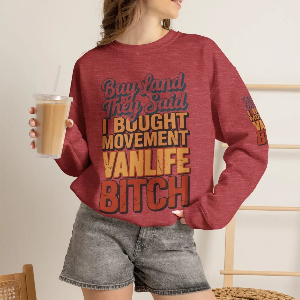 10317711478744213032_2048.jpeg Unisex Heavy Blend™ Crewneck Sweatshirt — "Buy Land They Said" Design F**K-Line