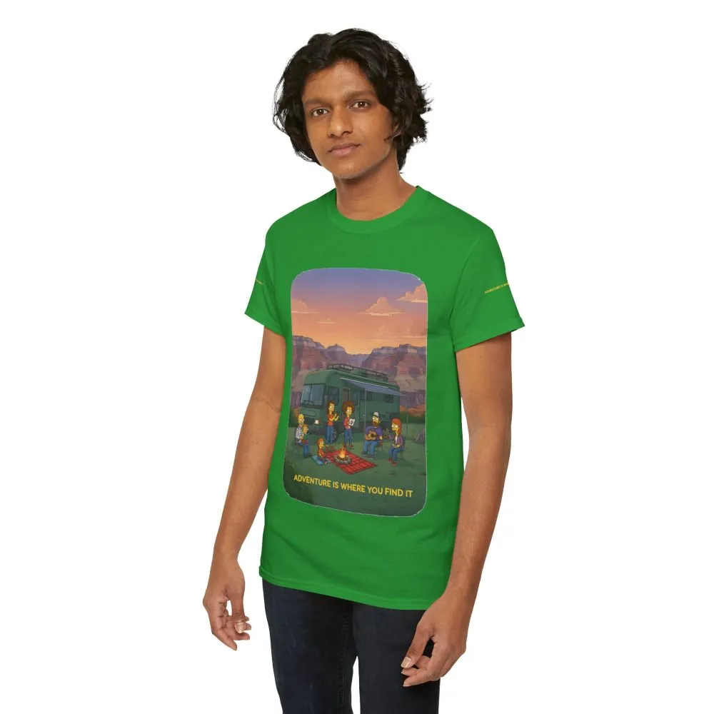 Unisex Heavy Cotton Tee — "Adventure Is Where You Find It" Design Sitcom-Line