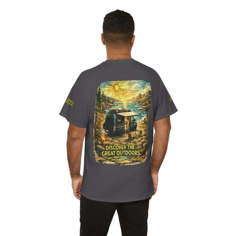 10373046277240547094_2048.jpeg Unisex Heavy Cotton Tee — "Discover The Great Outdoors" Design Cubic-Line