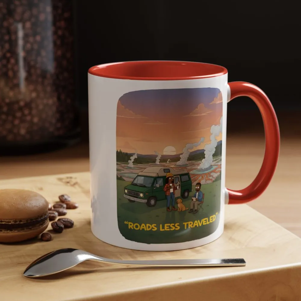 Accent Coffee Mug (11, 15oz) — "Roads Less Traveled" Design Sitcom-Line