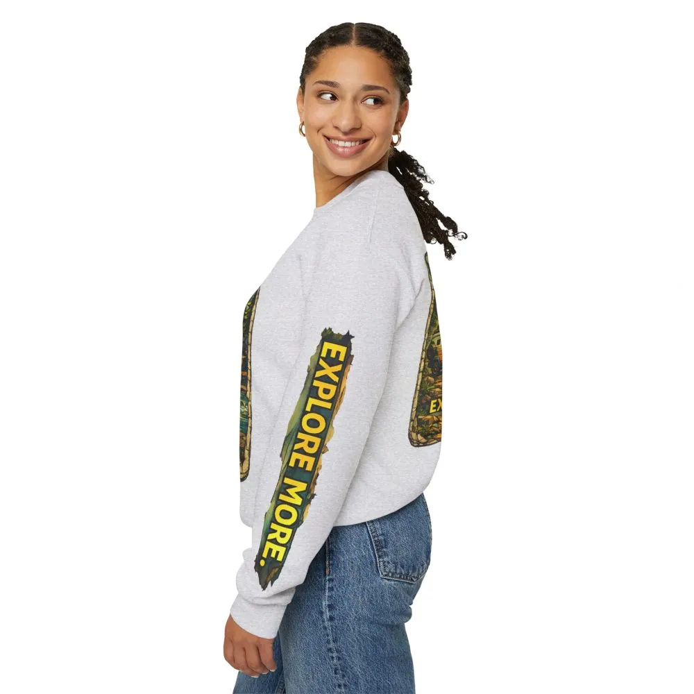 Unisex Heavy Blend™ Crewneck Sweatshirt — "Explore More" Design Cubic-Line