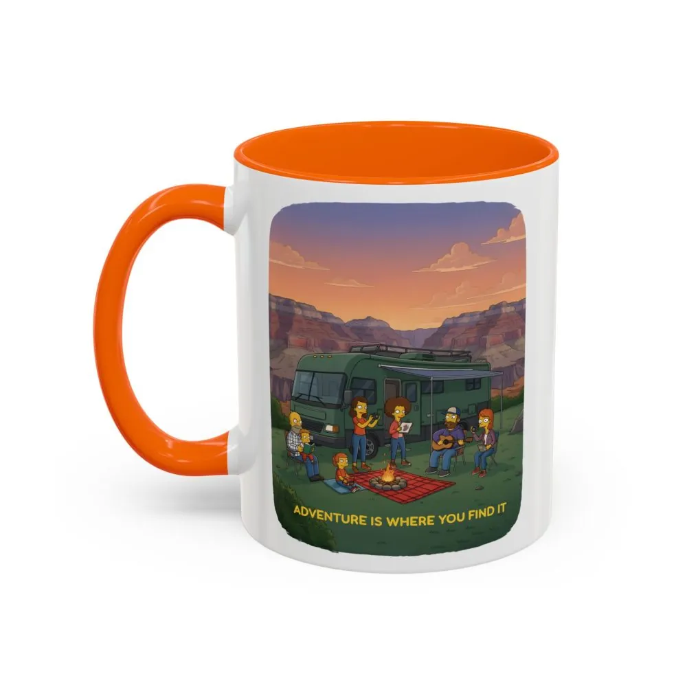 Accent Coffee Mug (11, 15oz) — "Adventure Is Where You Find It" Design Sitcom-Line