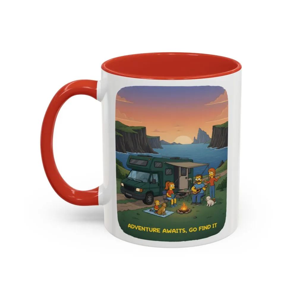 Accent Coffee Mug (11, 15oz) — "Adventure Awaits-Go Find It"" Design Sitcom-Line