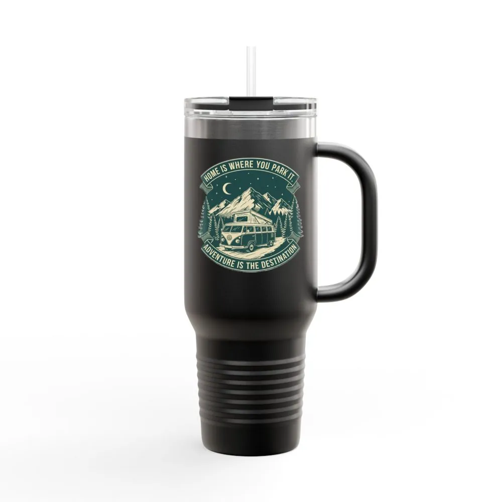 1040337259064579433_2048.jpeg Insulated Travel Mug - "Home Is Where You Park It-Adventure is the destination" (40oz) – Retro Camper Design, Keep Drinks Hot or Cold