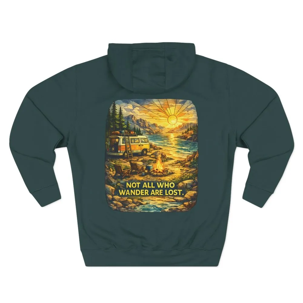 10408472220486809913_2048.jpeg Three-Panel Fleece Hoodie - "Not All Who Wander Are Lost" Design Cubic-Line