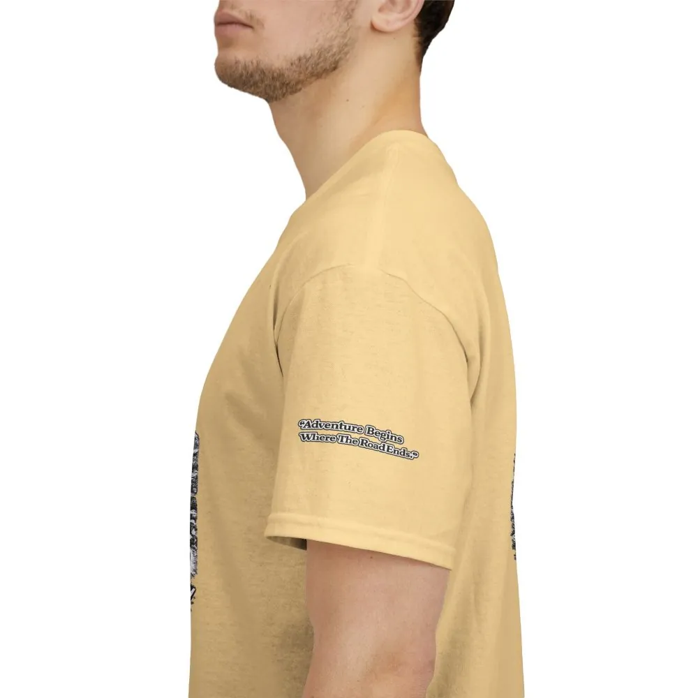 10409064594499276012_2048.jpeg Unisex Heavy Cotton Tee — "Adventure Begins Where The Road Ends" Design Minimal-Line