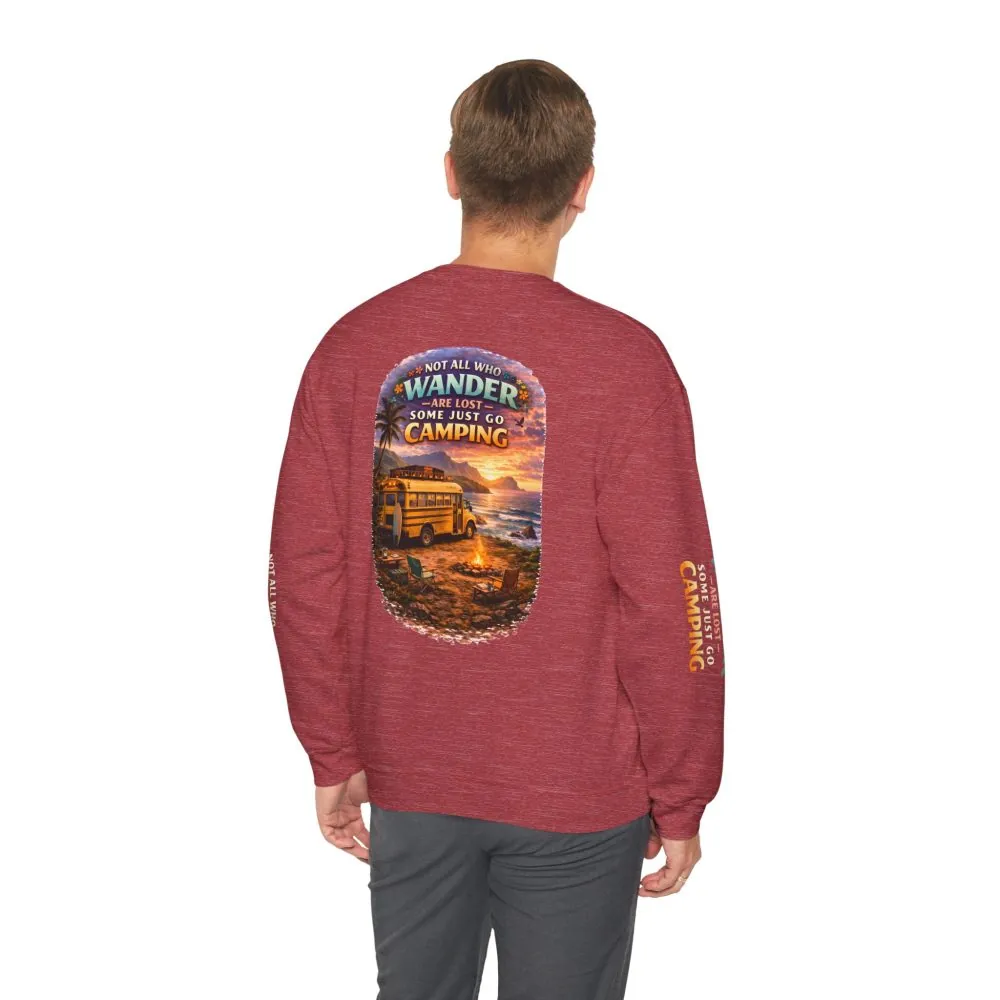 Unisex Heavy Blend™ Crewneck Sweatshirt — "Not All Who Wander Are Lost" Design Scenic-Line