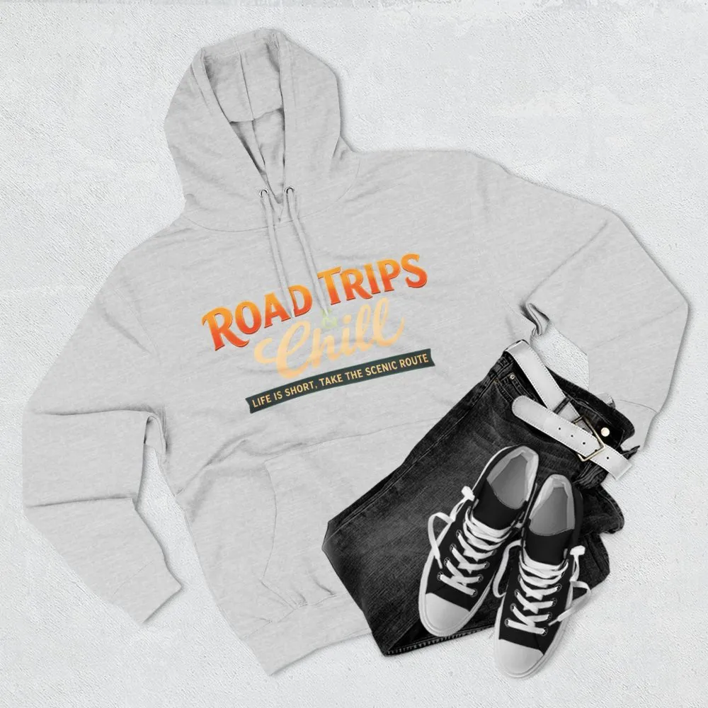 Three-Panel Fleece Hoodie - "Road Trips & Chill" Design Scenic-Line