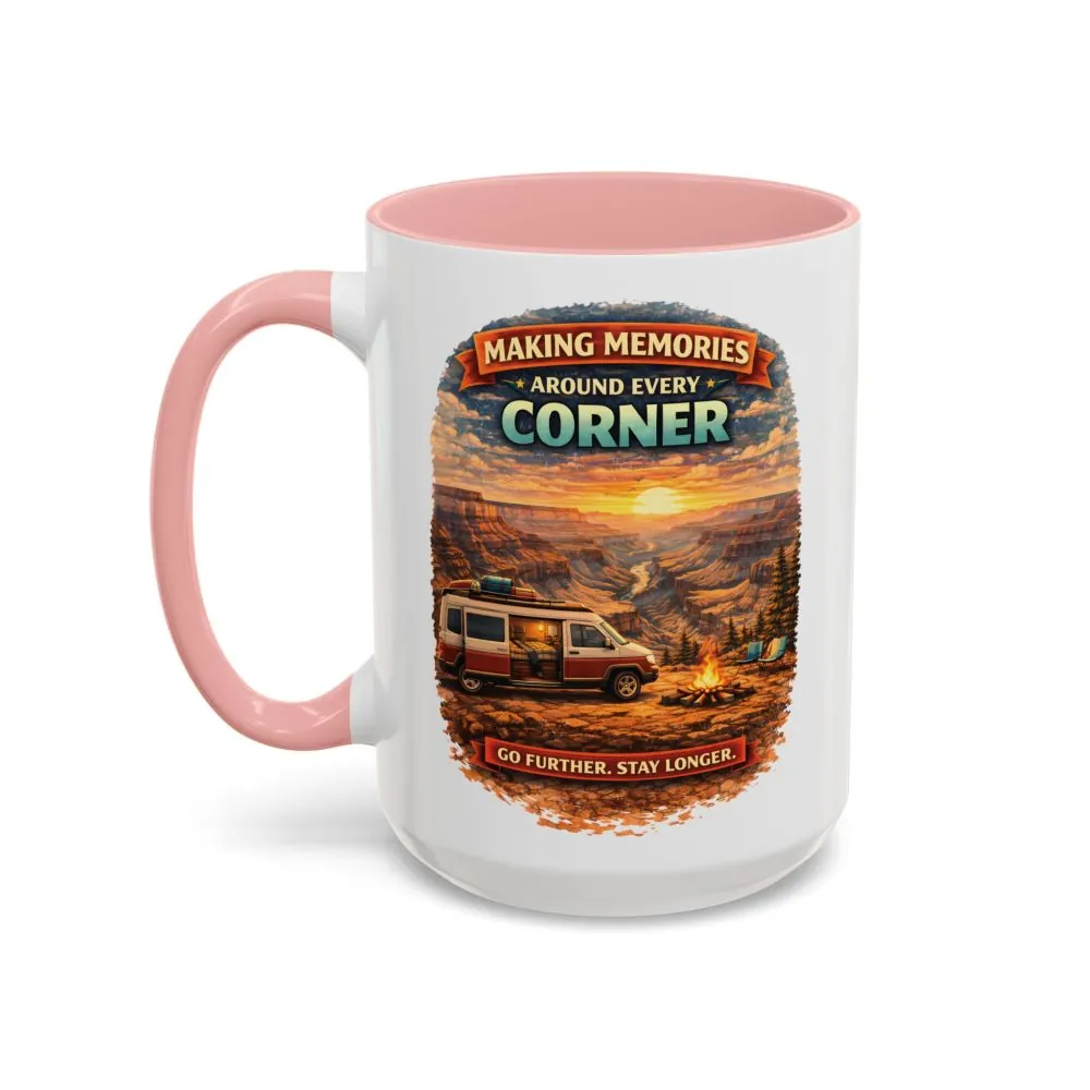 Accent Coffee Mug (11, 15oz) — "Making Memories Around Every Corner" Design Scenic-Line