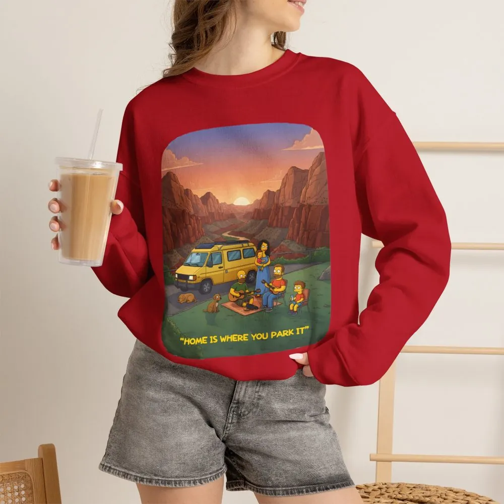 10441328795520253468_2048.jpeg Unisex Heavy Blend™ Crewneck Sweatshirt — "Home Is Where You Park It" Design Sitcom-Line