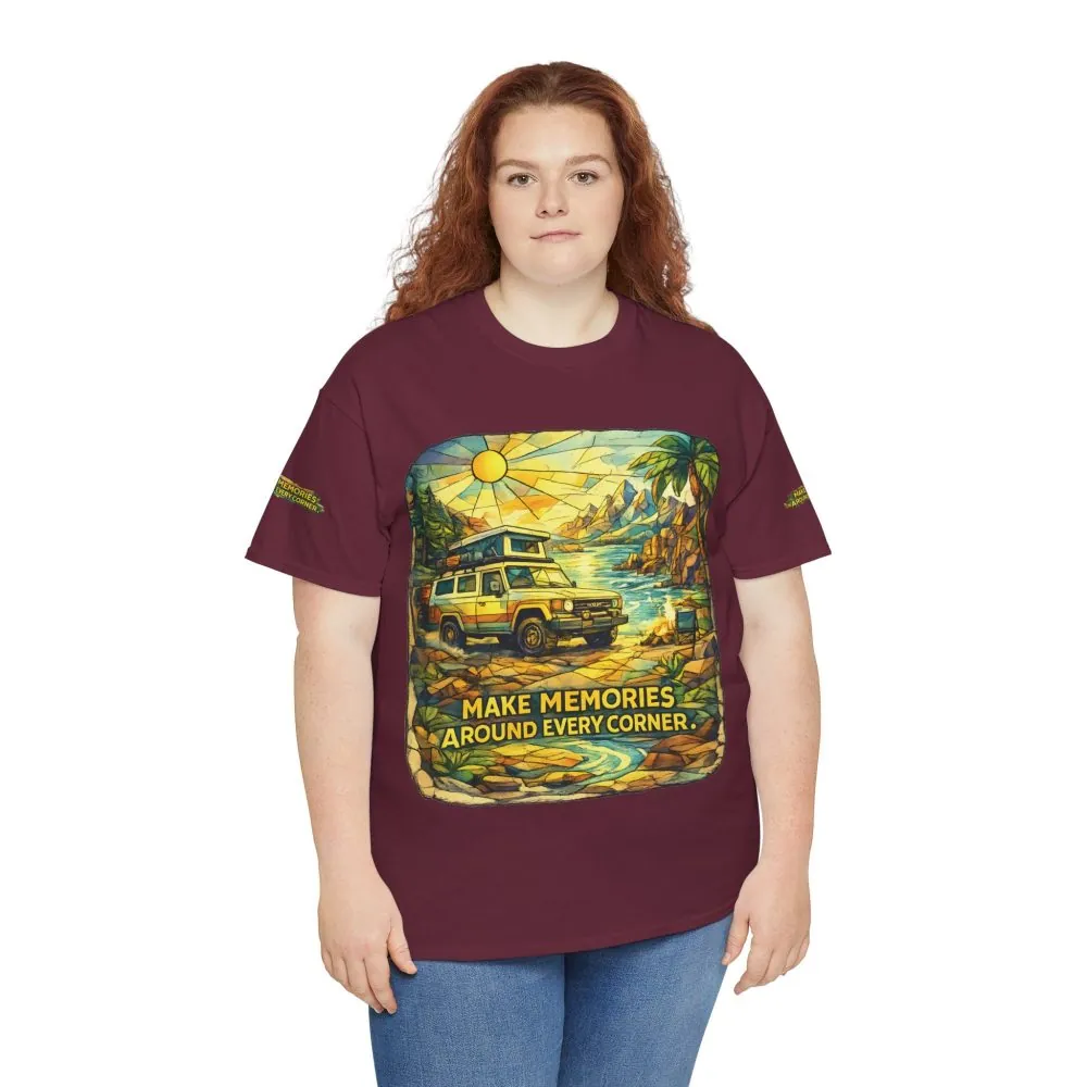 10442068561778187280_2048.jpeg Unisex Heavy Cotton Tee — "Make Memories Around Every Corner" Design Cubic-Line