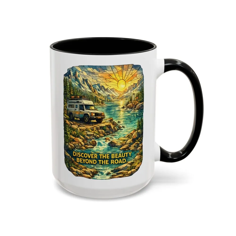 10462993913659982314_2048.jpeg Accent Coffee Mug (11, 15oz) — "Discover The Bieuty Beyond The Road" Design Cubic-Line