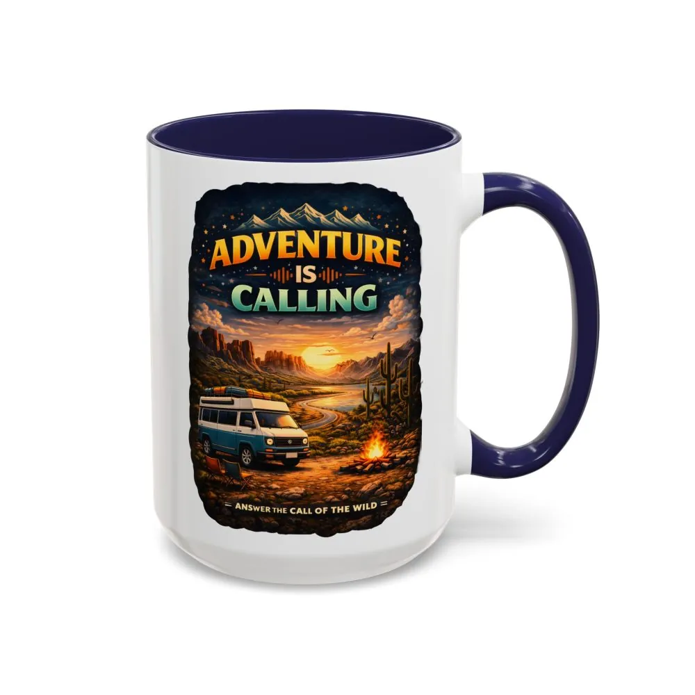 Accent Coffee Mug (11, 15oz) — "Adventure Is Calling" Design Scenic-Line
