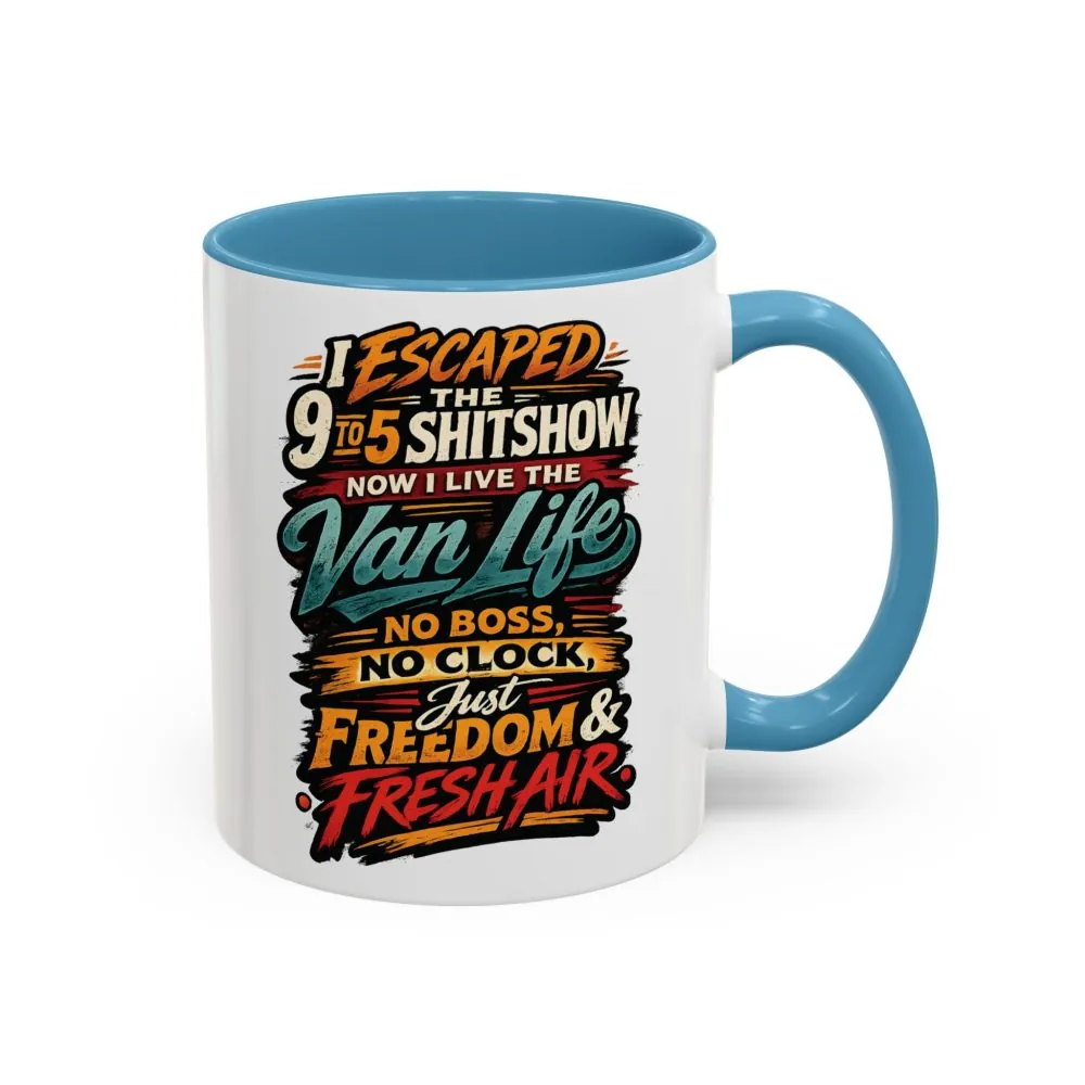 10488294435389096497_2048.jpeg Accent Coffee Mug (11, 15oz) — "I Escaped The 9 To 5" Design F**K-Line