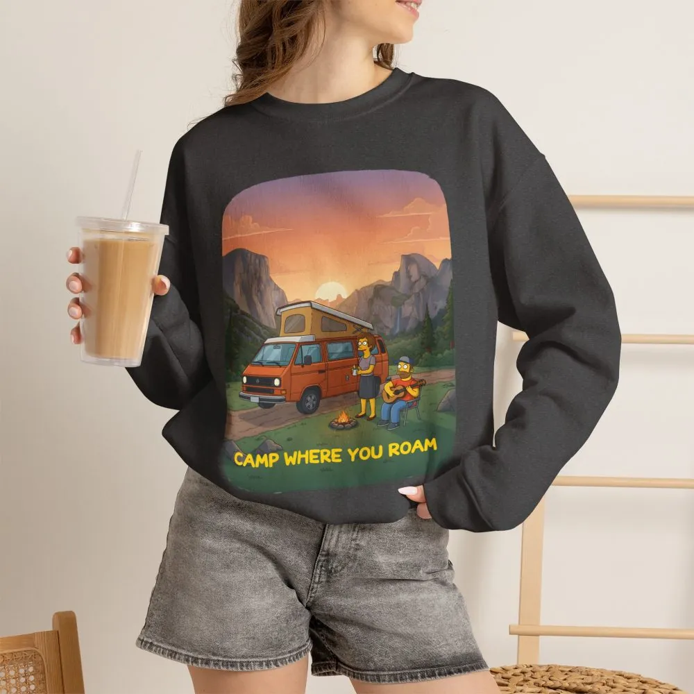 10490756674952838937_2048.jpeg Unisex Heavy Blend™ Crewneck Sweatshirt — "Camp Where You Roam" Design Sitcom-Line