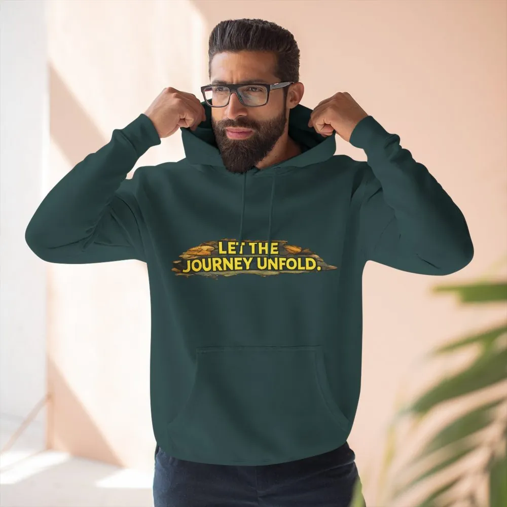 Three-Panel Fleece Hoodie - "Let The Journey Unfold" Design Cubic-Line