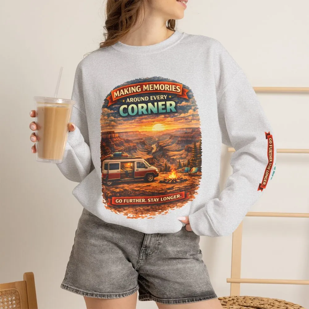 10522796573620280930_2048.jpeg Unisex Heavy Blend™ Crewneck Sweatshirt — "Making Memories Around Every Corner" Design Scenic-Line