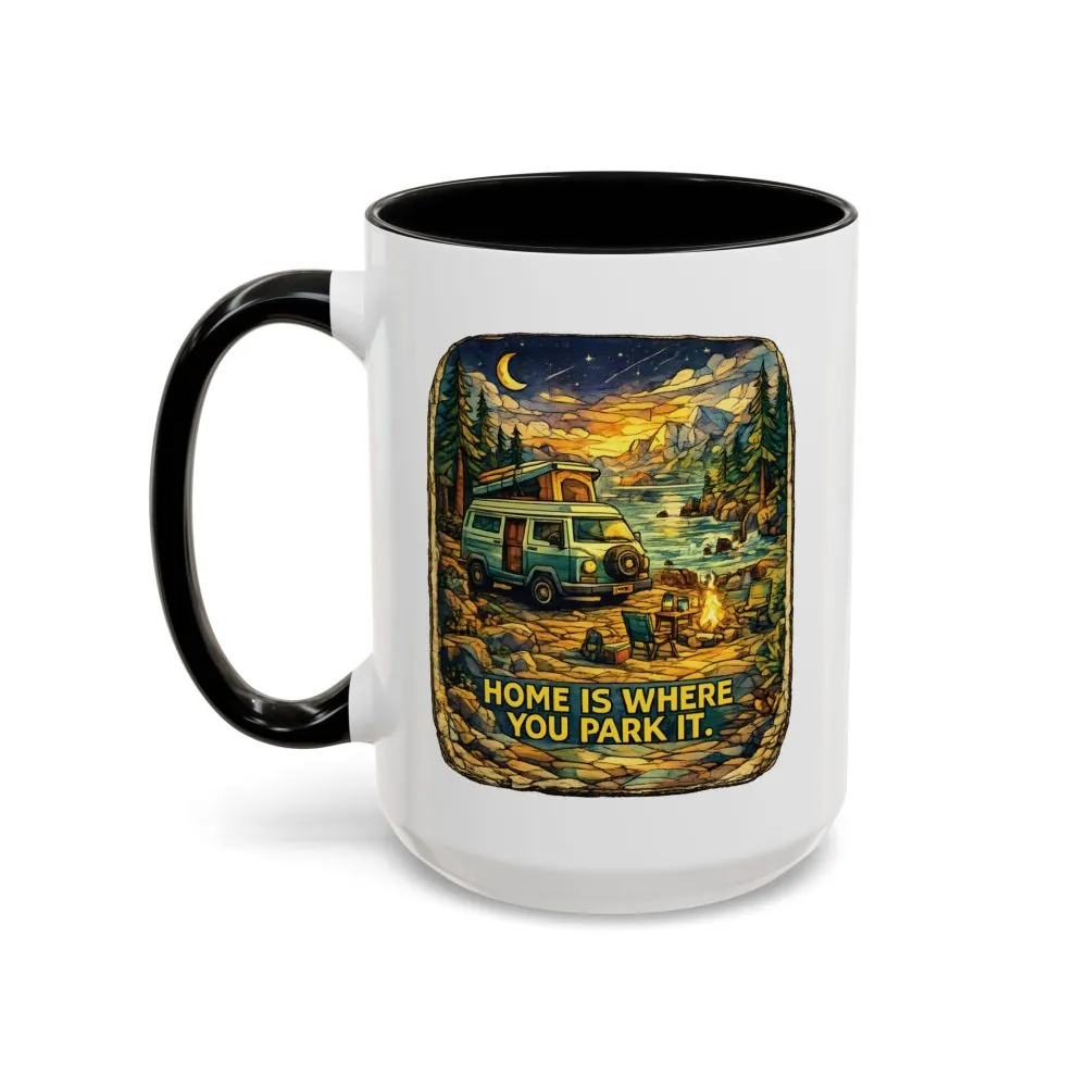 10536056250592372281_2048.jpeg Accent Coffee Mug (11, 15oz) — "Home Is Where You Park It" Design Cubic-Line