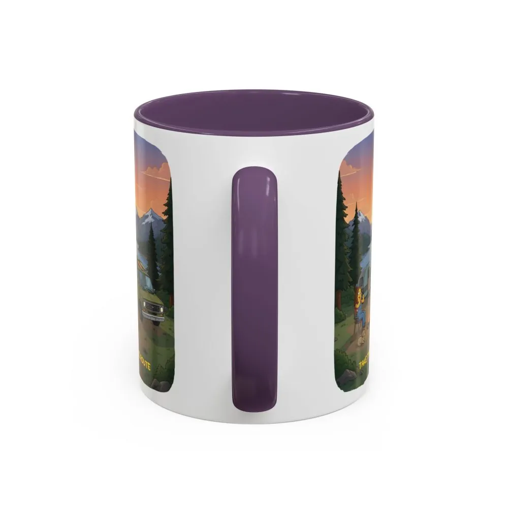 Accent Coffee Mug (11, 15oz) — "Take The Scenic Route" Design Sitcom-Line