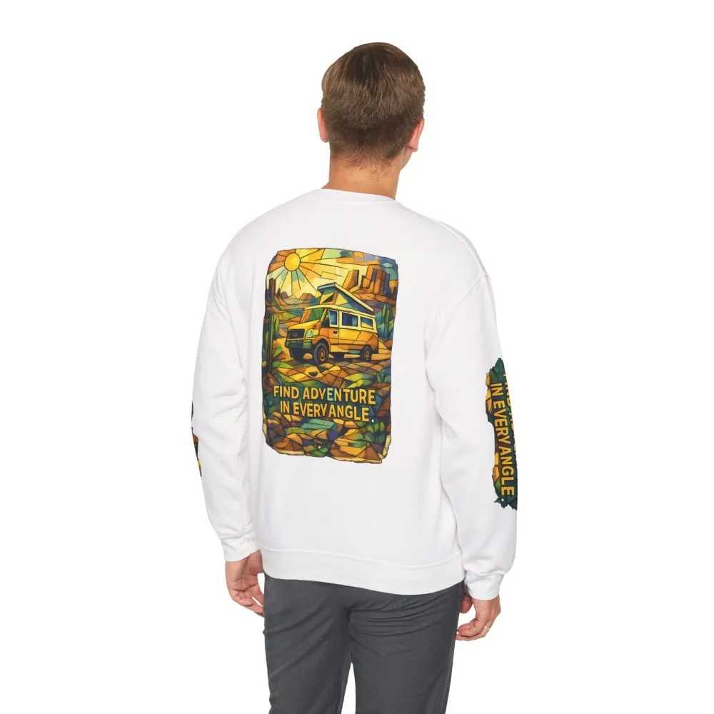 10542060509406099692_2048.jpeg Unisex Heavy Blend™ Crewneck Sweatshirt — "Find Adventure In Every Corner" Design Cubic-Line