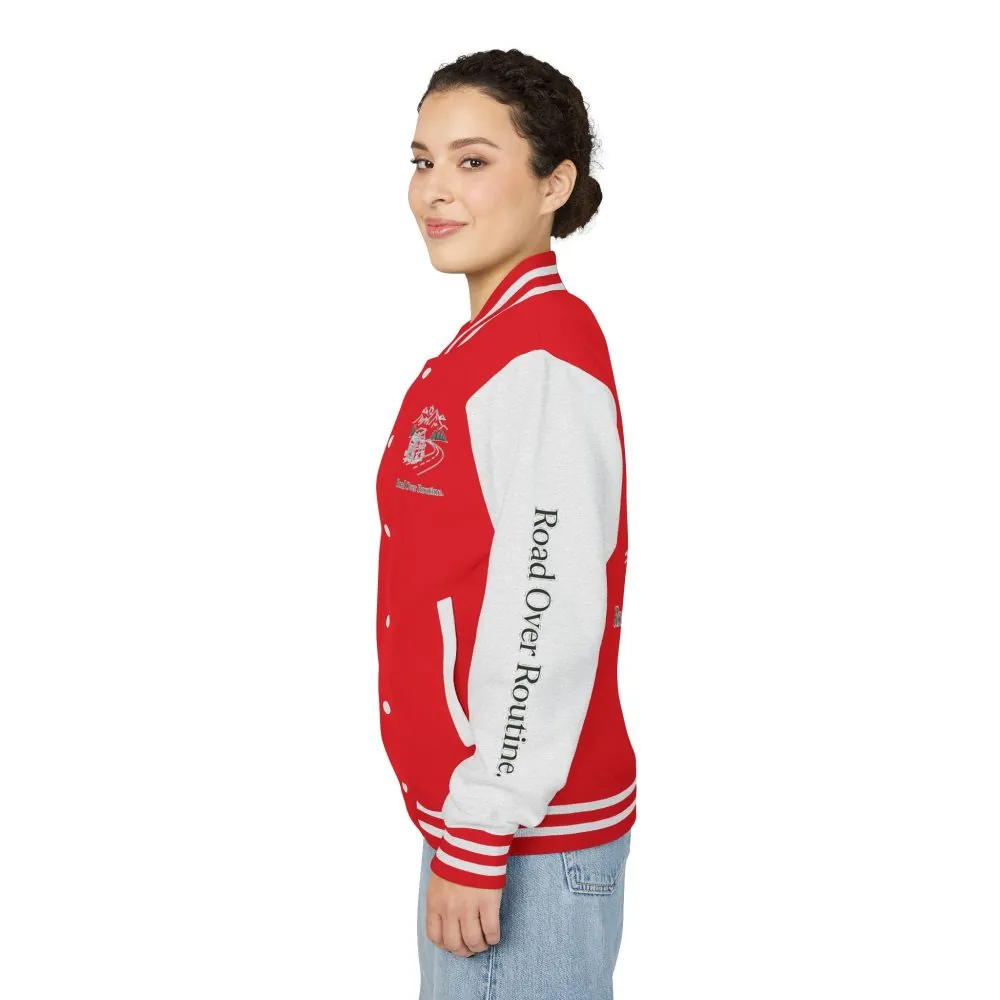 Unisex Heavyweight Letterman Jacket — "Road Over Routine" Travel Varsity Coat