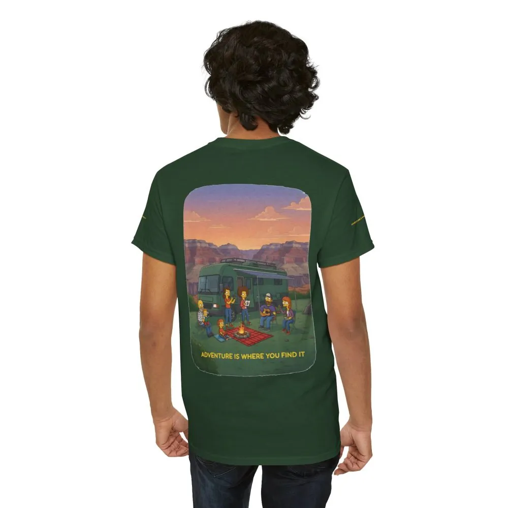 Unisex Heavy Cotton Tee — "Adventure Is Where You Find It" Design Sitcom-Line