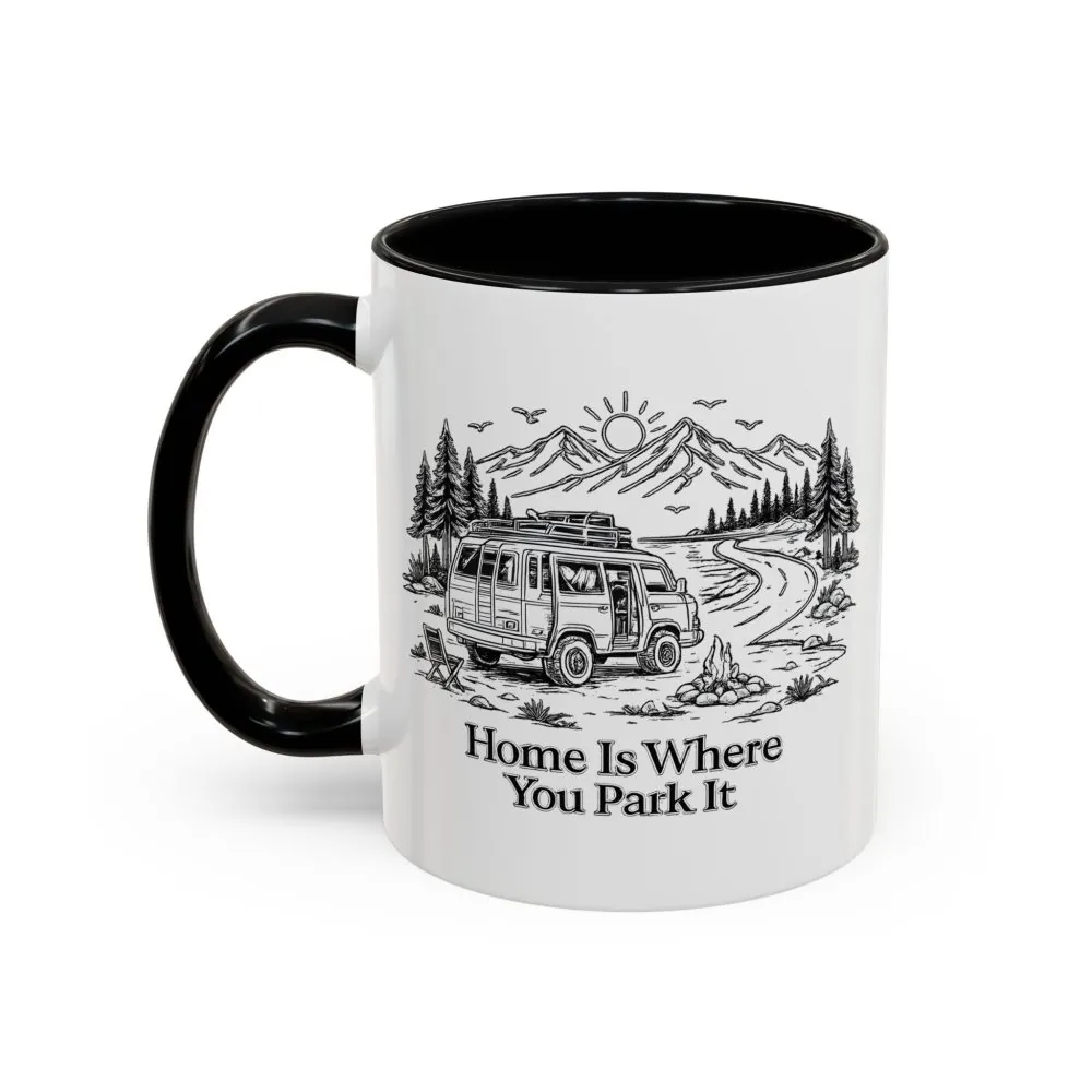 1055283548881932643_2048.jpeg Accent Coffee Mug (11, 15oz) — "Home Is Where You Park It" Design Minimal-Line