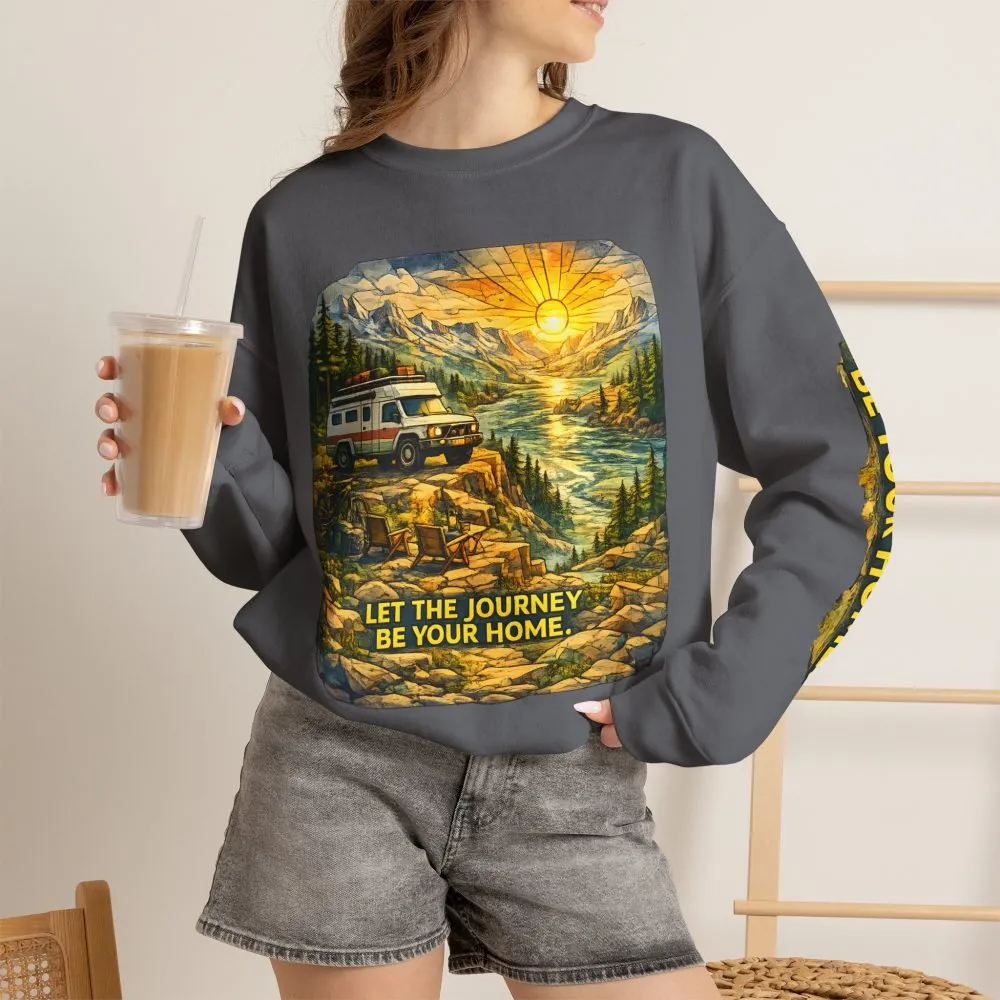 10554618742441806465_2048.jpeg Unisex Heavy Blend™ Crewneck Sweatshirt — "Let The Journey Be Your Home" Design Cubic-Line