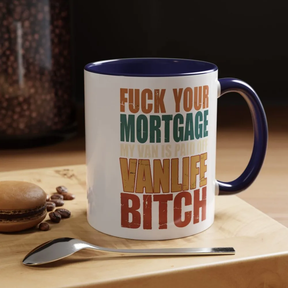 Accent Coffee Mug (11, 15oz) — "Fuck Your Mortgage" Design F**K-Line