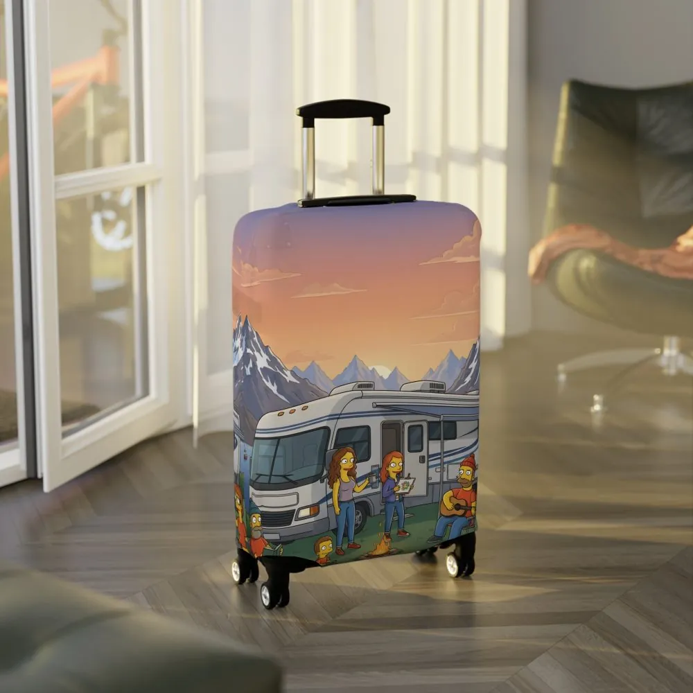 Luggage Cover — Adventure Camper Sketch Travel Suitcase(Design Sitcom-Line)