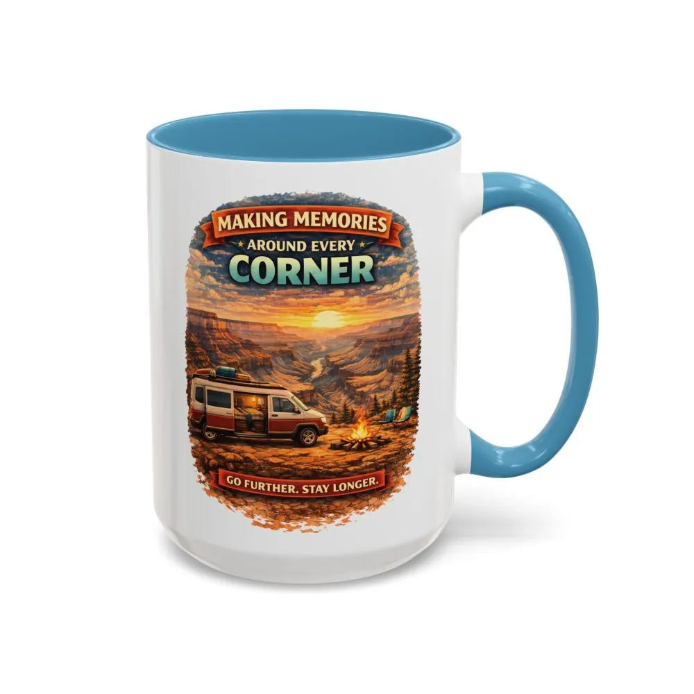 Accent Coffee Mug (11, 15oz) — "Making Memories Around Every Corner" Design Scenic-Line