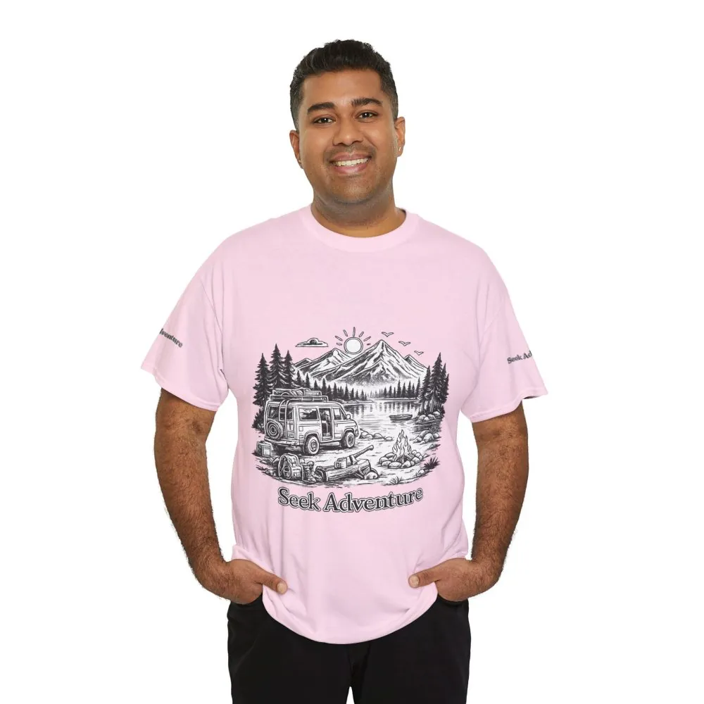 10592277162701170016_2048.jpeg Unisex Heavy Cotton Tee — "Seek Adventure" Design Minimal-Line