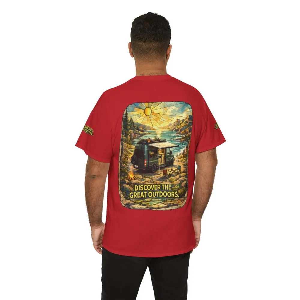 10603894775365863671_2048.jpeg Unisex Heavy Cotton Tee — "Discover The Great Outdoors" Design Cubic-Line