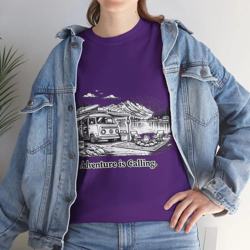 10621079674332929165_2048.jpeg Unisex Heavy Cotton Tee — "Adventure Is Calling" Design Minimal-Line