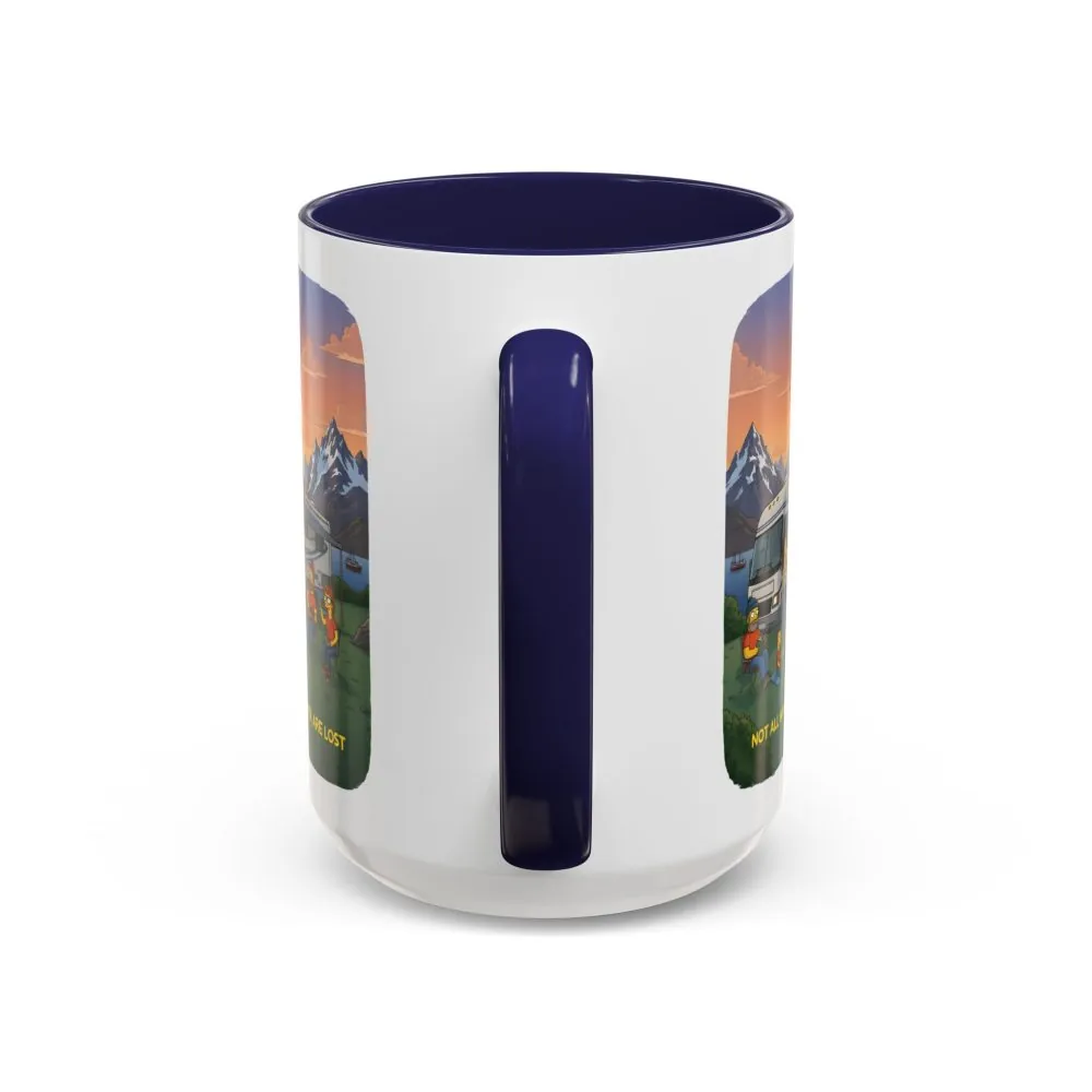 Accent Coffee Mug (11, 15oz) — "Not All Who Wander Are Lost" Design Sitcom-Line