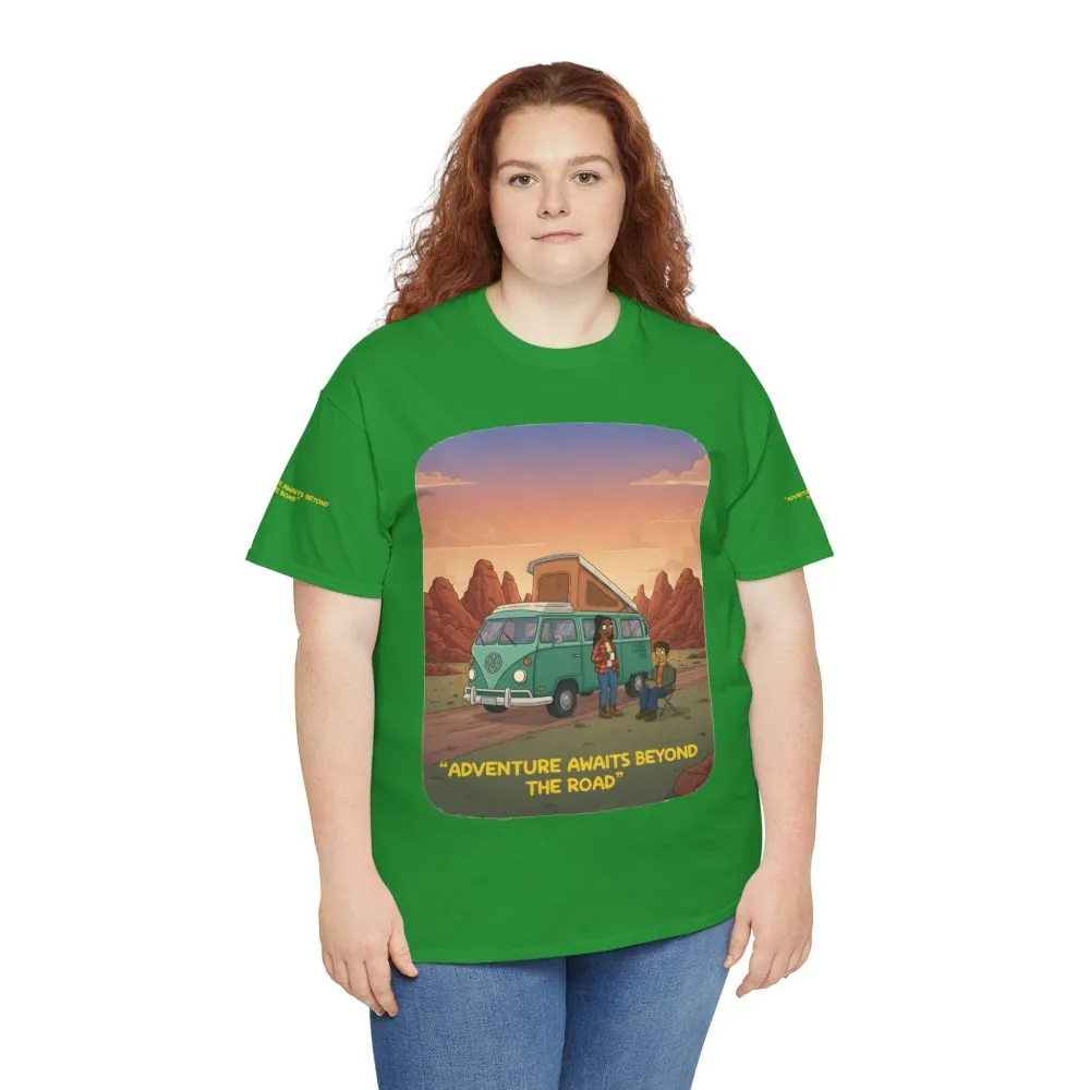 10648982381201530876_2048.jpeg Unisex Heavy Cotton Tee — "Adventure Awaits Beyond The Road" Design Sitcom-Line