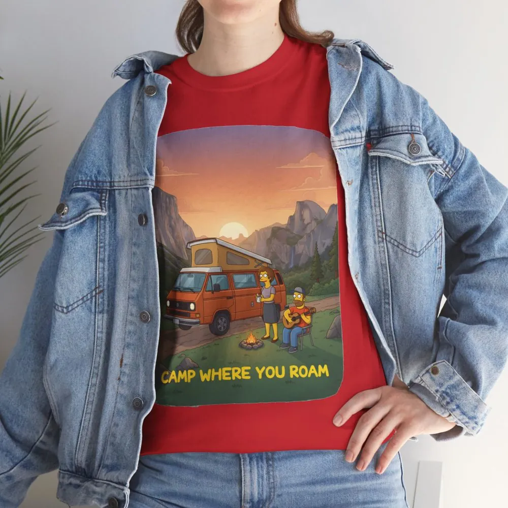 Unisex Heavy Cotton Tee — "Camp Where You Roam" Design Sitcom-Line