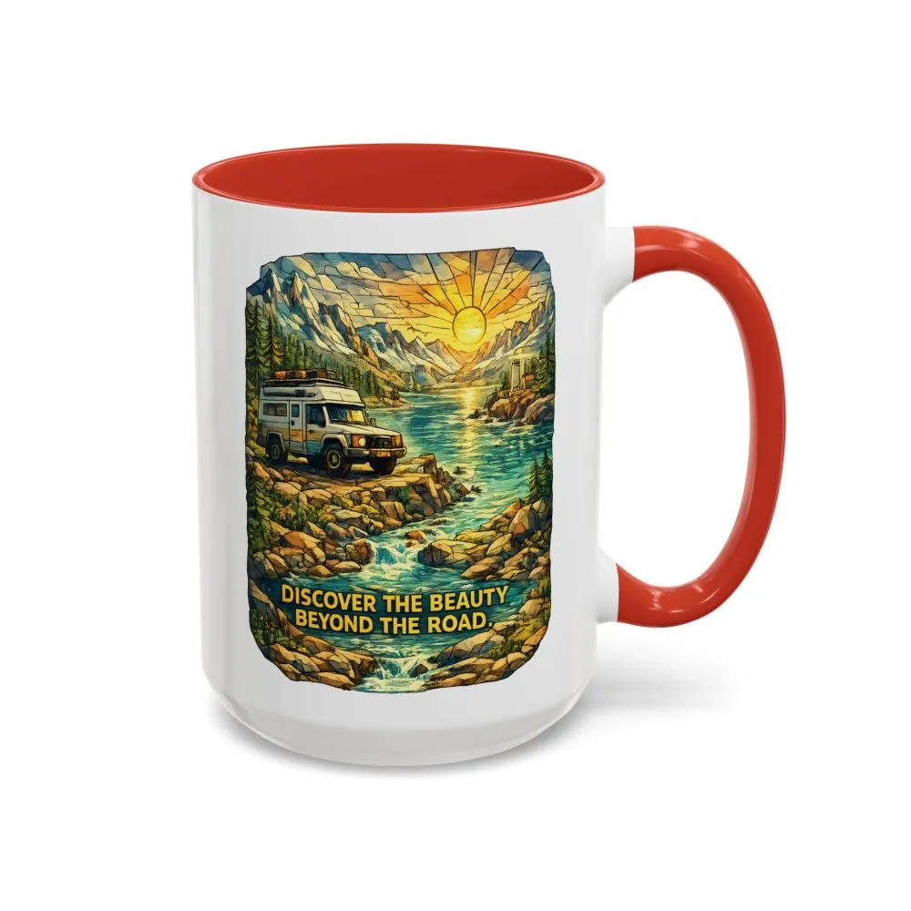 10652862087767040906_2048.jpeg Accent Coffee Mug (11, 15oz) — "Discover The Bieuty Beyond The Road" Design Cubic-Line