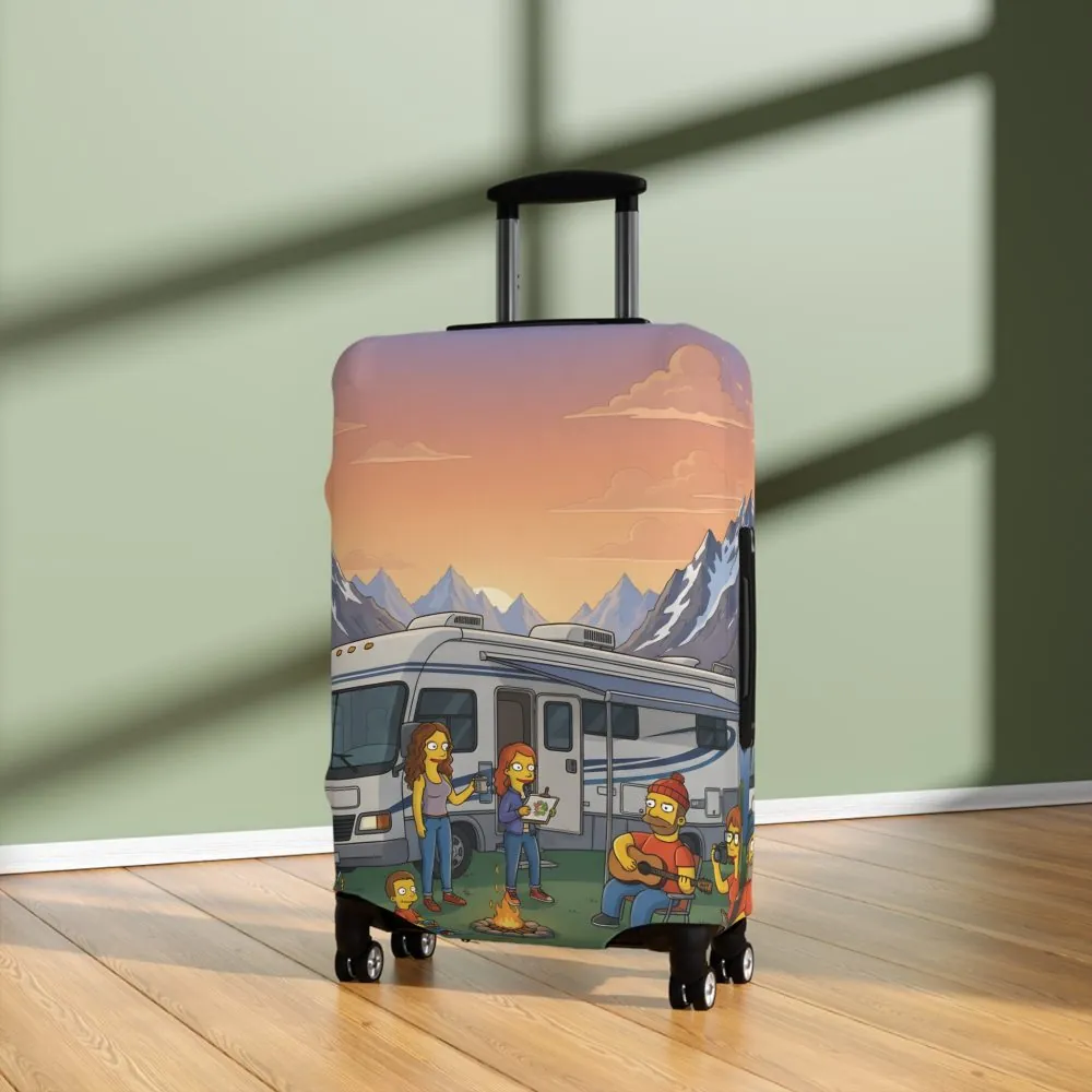 Luggage Cover — Adventure Camper Sketch Travel Suitcase(Design Sitcom-Line)