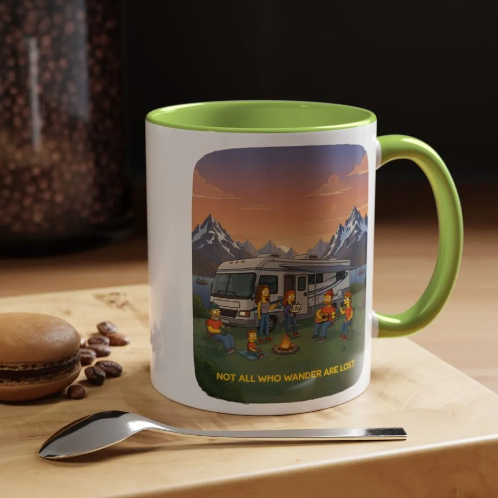 Accent Coffee Mug (11, 15oz) — "Not All Who Wander Are Lost" Design Sitcom-Line